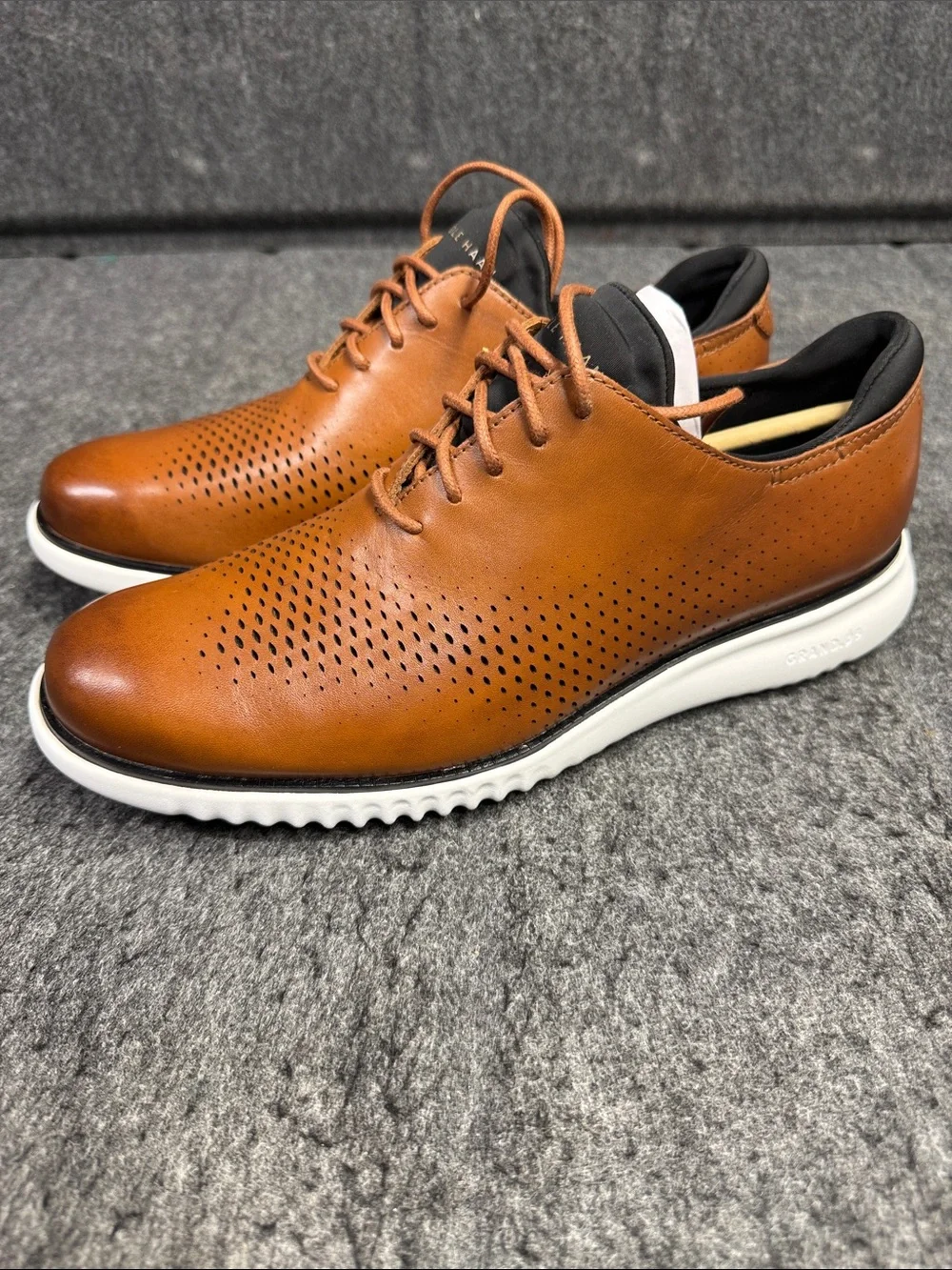 Cole Haan Brown Leather Perforated Derby Sneakers